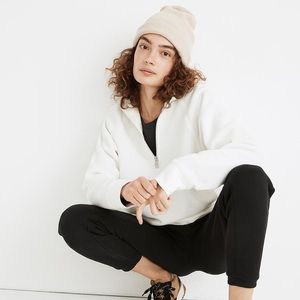 Madewell White Quarter-Zip Sweatshirt